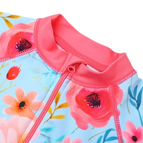 Image of HUAANIUE Toddler Girl Swimsuit Long Sleeve UPF50+ Sun Protection