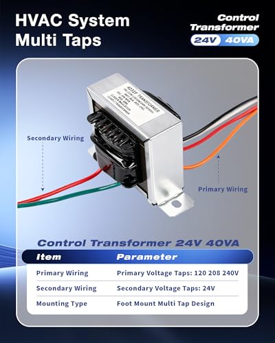 Image of 2 Pack 24V Control Transformer 40VA, Primary 120 /208 /240V Secondary Output, Class 2 Low Voltage Unit for HVAC Furnace Multi Tap, Replacement 4031F PF42440 GT446