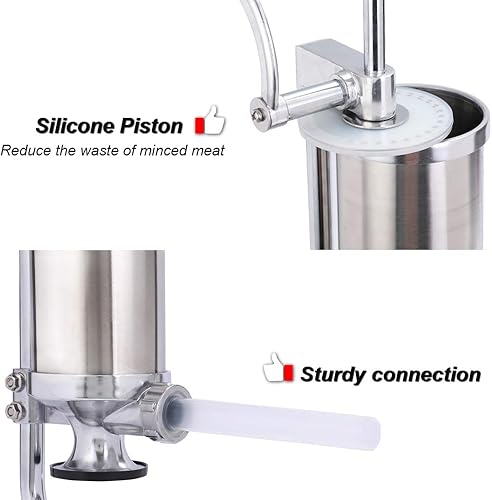 Miniatura 3 de MASTER FENG - Accesorio para embutir, máquina vertical de cocina de llenado de carne casera de acero inoxidable, 8 tubos de relleno (1,5 lb vertical)
