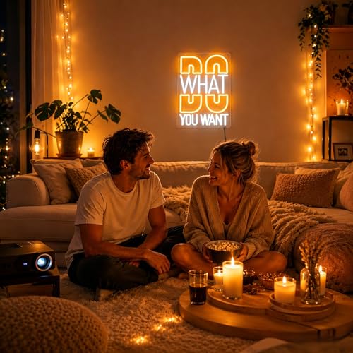 Image of Do What You Want Neon Sign for Wall Decor Positive Light Up Sign Inspiration Led Signs for Room Party Home Motivational Wall Decor USB Powered