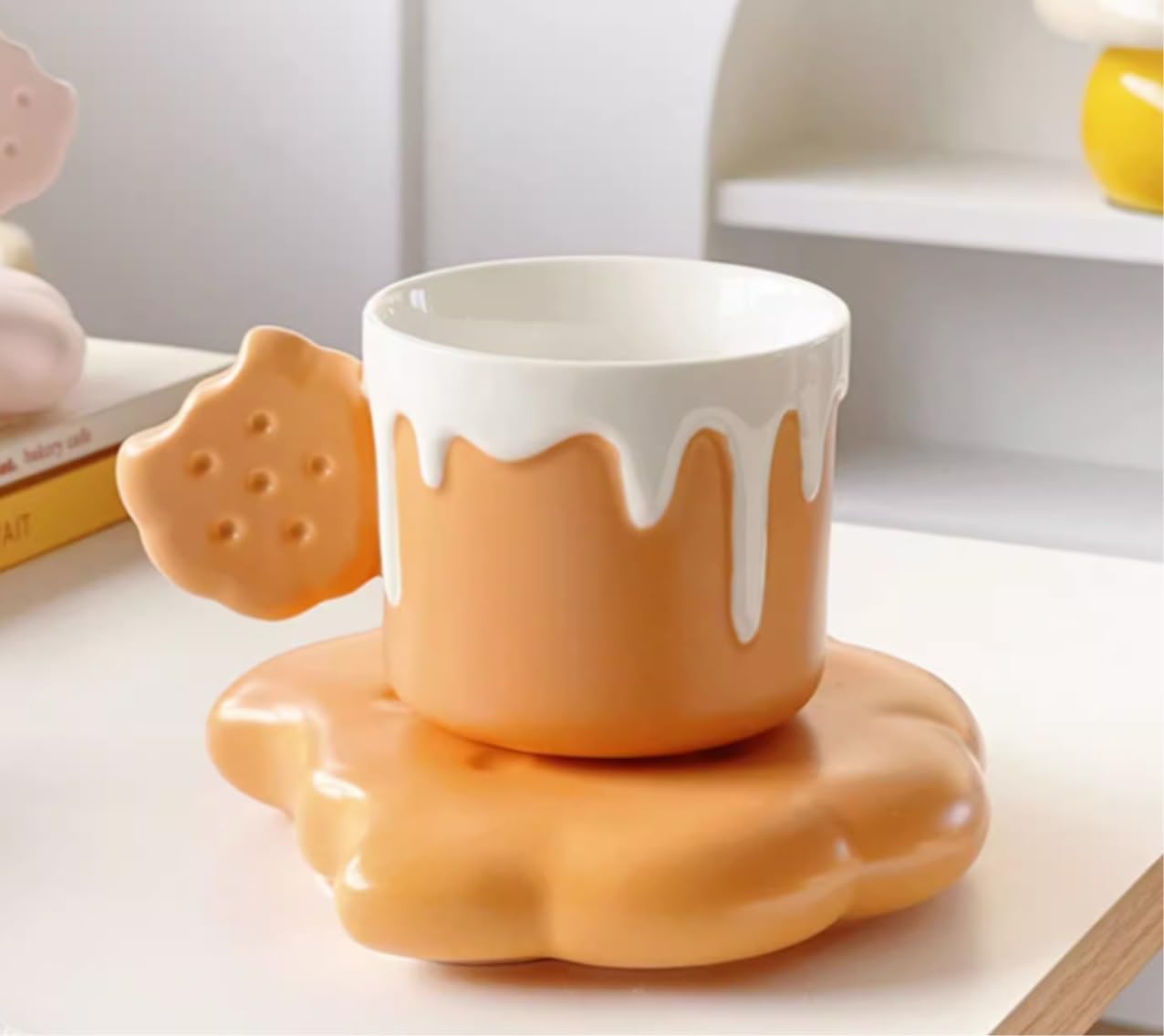 Taza de Café de Té Tazas Creativas Con Forma De Helado, Taza De Cerámica Resistente A Altas Temperaturas Para Beber, Taza De Desayuno Para El Hogar para té de la tarde(B)