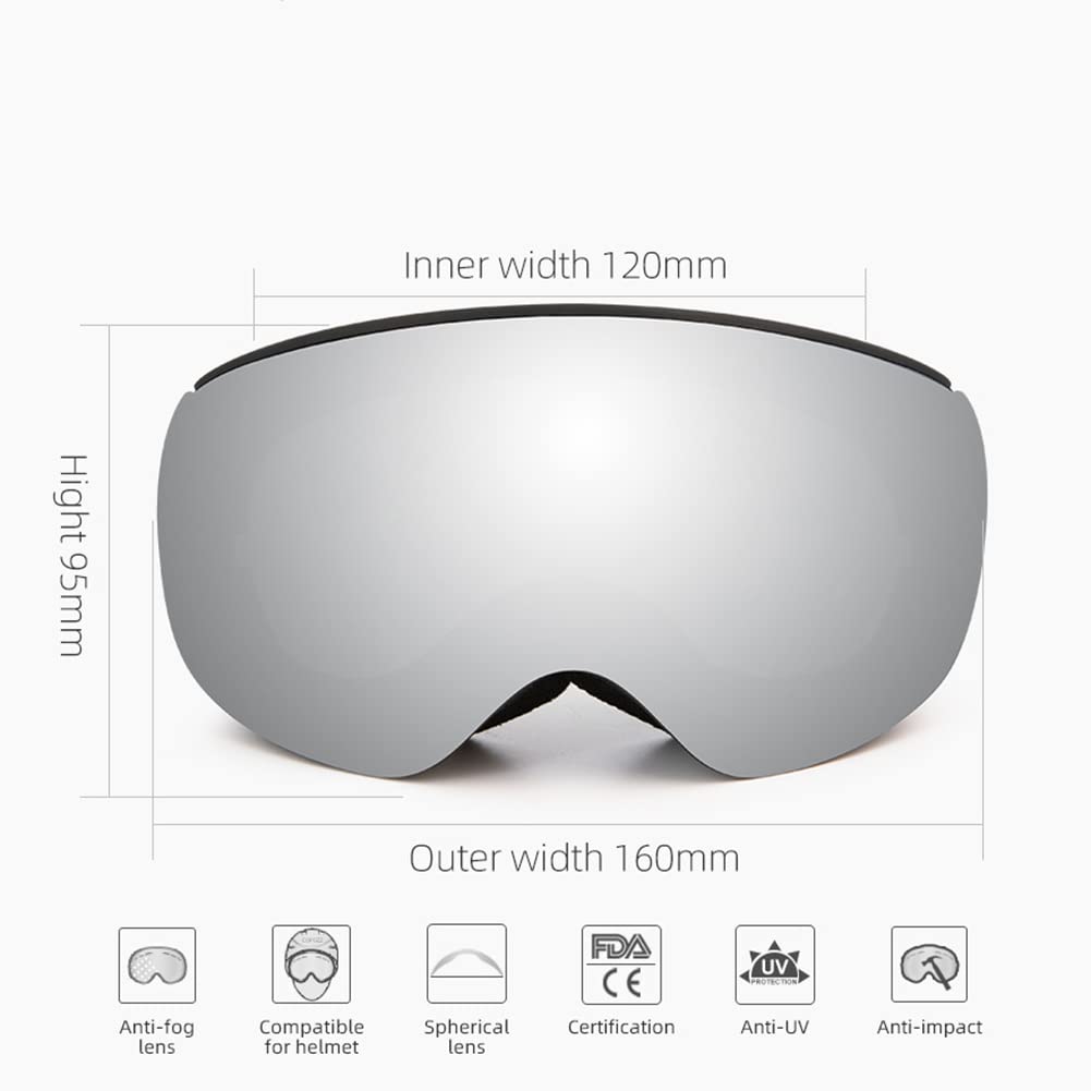 Lunettes de ski pour enfants, lunettes de myopie sphériques à double couche antibuée, équipement d'alpinisme en plein air, compatibles avec les casques de ski, adaptées aux hommes, aux femmes et