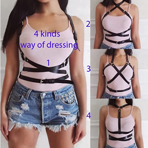 eYLun Women Leather Punk Waist Harness Belt3