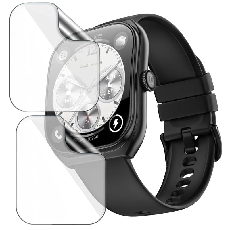 Image of 2 Pack Smartwatch Screen Protector for Noise Icon Arc 2.01 inch - Flexible TPU Screen Guard, HD Clear, 9H Scratch Resistant, Bubble Free Installation - Not Tempered Glass