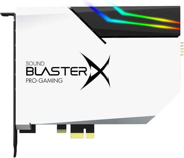 CREATIVE Sound BlasterX AE-5 Plus Pure Edition SABRE32 Ultra-class 32-bit/384kHz PCI-e Gaming Sound Card and DAC with Dolby Digital and DTS, Xamp Discrete Headphone Bi-amp, 122dB SNR, RGB LED Strips