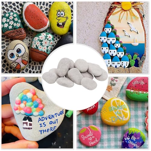 10 Stück Zierkies Kiesel, Groß Steine zum Bemalen, Zierkies, Dekosteine, Flache Steine, Kies Dekosteine Naturstein, Flache Steine zum Bemalen, DIY Malerei Handwerk Steine, Bunte Malerei & Dekoration