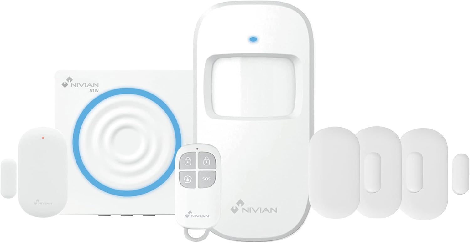 Nivian-Sistema de Alarma para Casa y Negocios Sin Cuotas Mensuales | Kit de Alarma WiFi con Control Remoto a través de App Tuya | Función SOS | Fácil Instalación Sin Cables 2 51sXXvHnQ4L. AC SL1500
