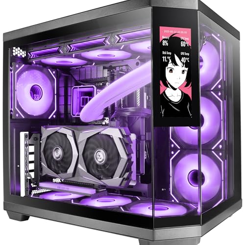 Mars Gaming MC-3TCORELCD ATX Gaming Case, Customizable 7.2” IPS Screen, Removable Triple Tempered...
