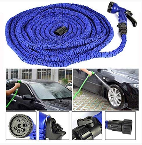 EBOFAB 50 Feet Expandable Garden Hose Pipe for Car Washing Gun 7 Adjustable Modes Plastic Hoses Pipe Garden Pipe(Multicolour)