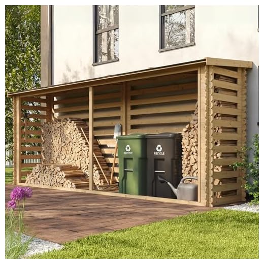 TIMBELA M203 Abri à bûches -l112xL450xH199 cm/ 4m2 - Abri De Stockage du Bois et Range bûches extérieur