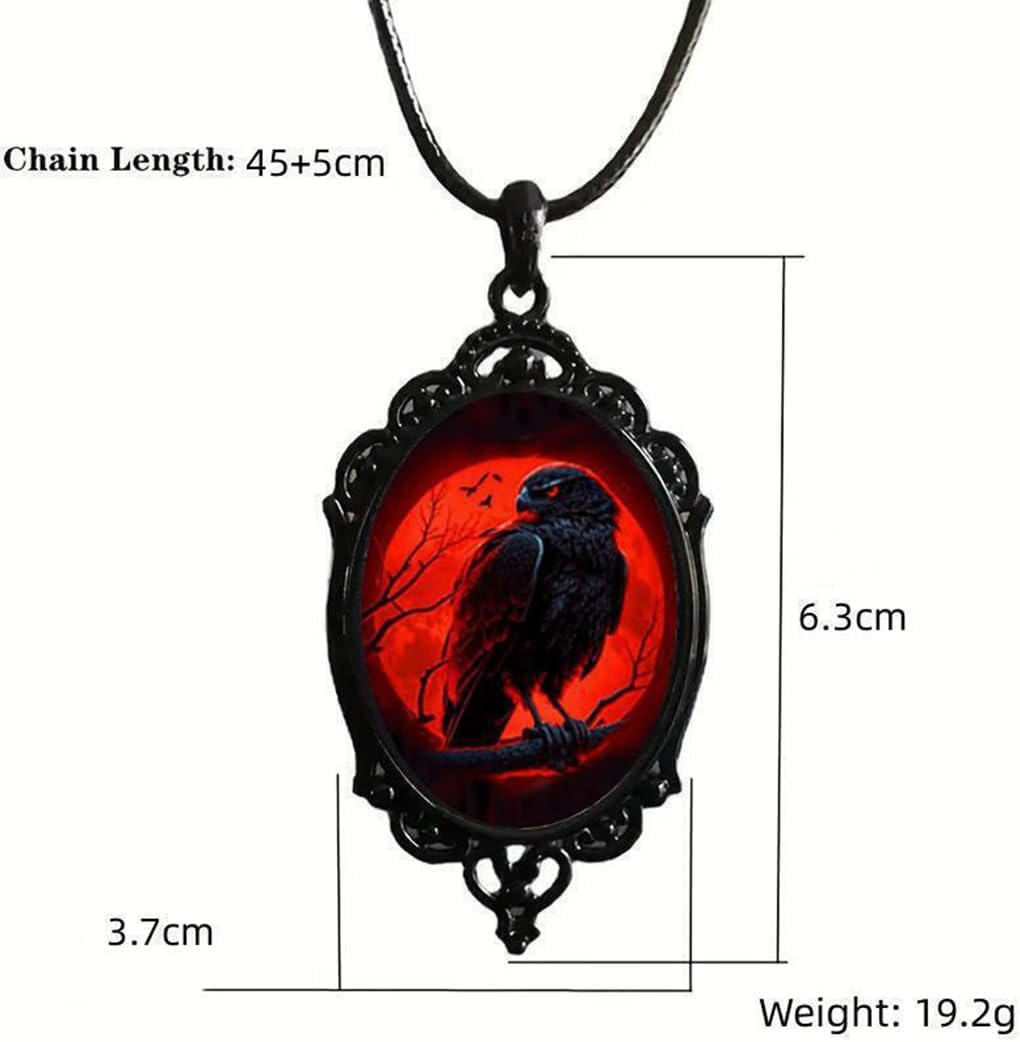 Gothic Bat Glass Pendant Necklace for Women Vintage Gothic Rope Chain Witch Bat Choker Dark Punk Style Necklace Victoria Emboss Necklaces Mystic Witch Jewelry Accessories - Image 4
