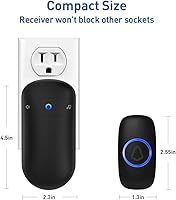 Vista 2 de SECRUI - Timbre inalámbrico con 2 botones – Kits de timbre para puerta delantera y trasera – Timbre operado por batería con 52 melodías, flash LED