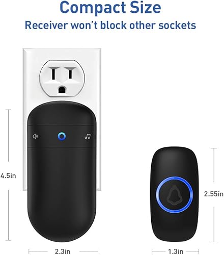 Miniatura 6 de SECRUI Timbre inalámbrico para puerta delantera, funciona con pilas, con 52 campanillas, luces flash, 5 niveles de volumen, timbre moderno