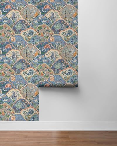 Image of Wallpaper Peel and Stick|Vintage Flowers Leaves|Botanical Peacock|Floral|Pattern Design|Self Adhesive|Bedroom|Living Room|Home &Kitchen|Ideal for Wall Decororation|Waterproof|16.5X87inch