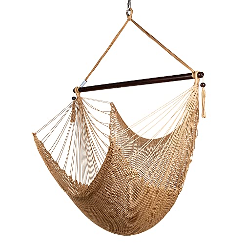 Large Caribbean Hammock Chair - 48 Inch - Polyester - Hanging Chair - Tan