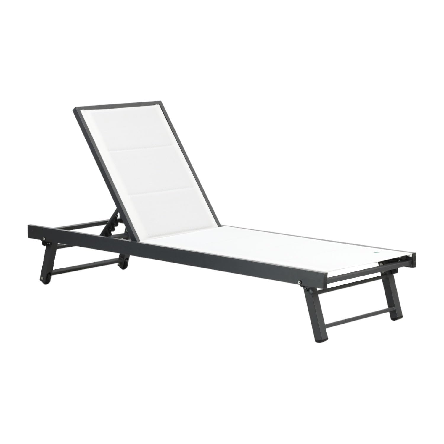 Totò Piccinni Lettino Prendisole MIRAMARE in alluminio e textilene imbottito 6 posizioni con rotelle ideale per piscina o lido (Bianco)