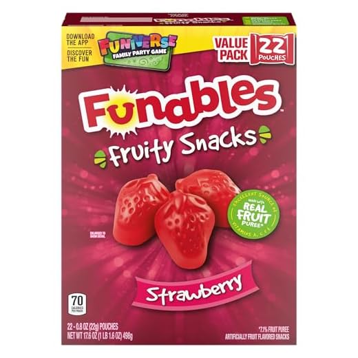 Funables Fruit Snacks, Strawberry Fruit Flavored Snacks, 0.8 Ounce Pouches (22 Count)