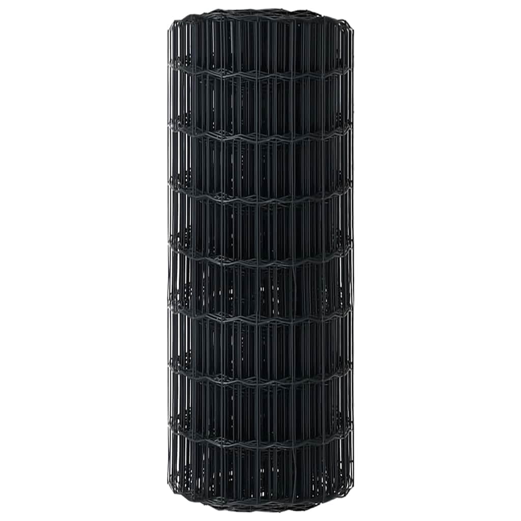 Valla europea 0,4 x 25 m gris de hierro recubierto de PVC, diseño moderno, protección contra la corrosión y durabilidad, valla de jardín de montaje rápido para terraza, césped y camping
