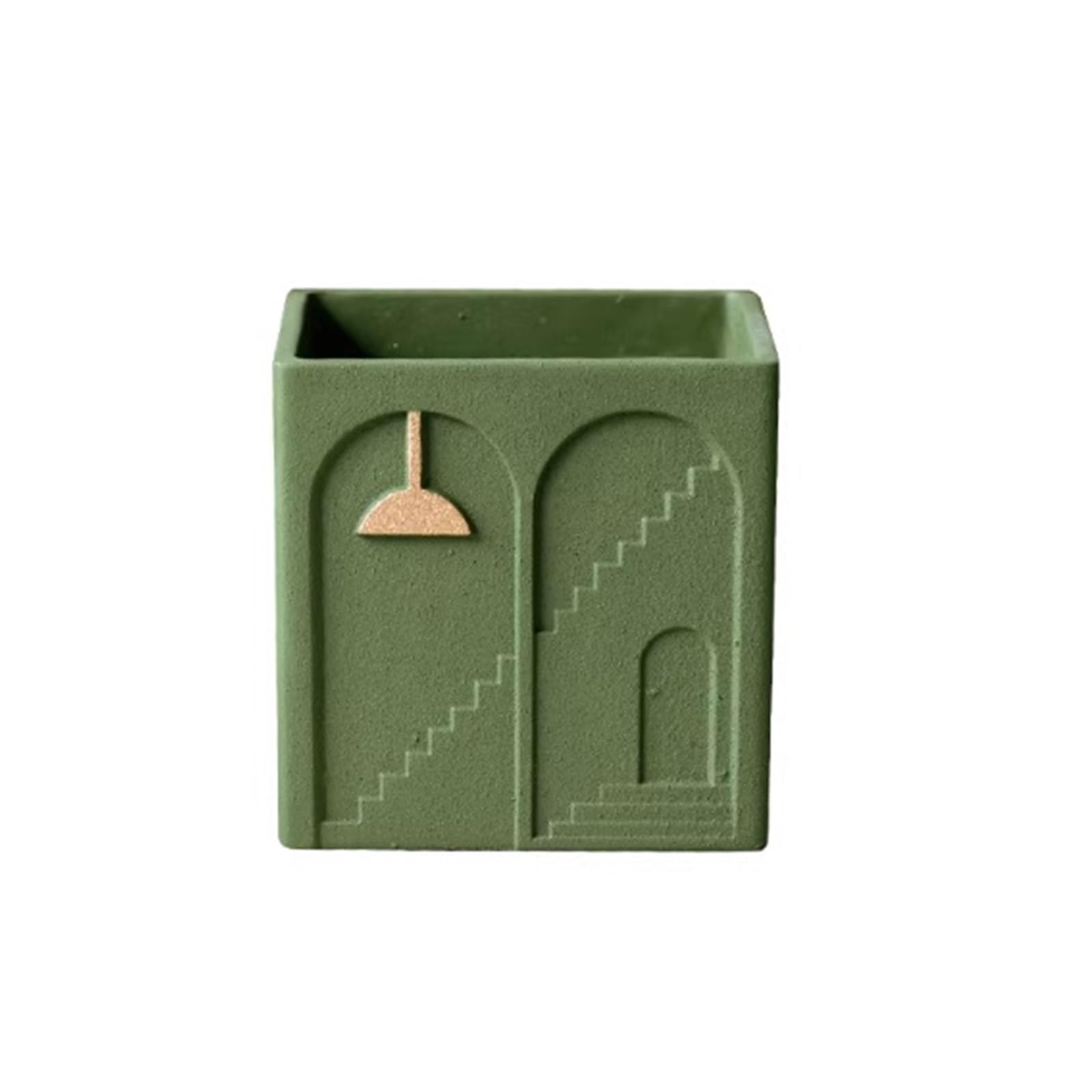 Cenz-888 flowerpot Cement Planters: Simple, Creative, And Unique Planters For Pothos—Square Vintage-Style Pots for Plants(Green,Medium)