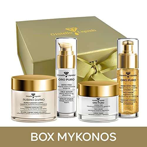 Estuche Regalo Mujer Joyas Líquidas Made in Italy Cosméticos - Cuidado Natural de Lujo - Línea Oro Puro y Rubí Divino - Tratamiento Cara y Cuerpo Unisex Mujer Hombre Cover