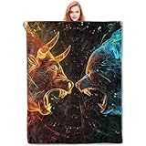 VANZEV Bull and Bear Market Throw Blanket Gifts, Soft Cozy Fleece Blanket with Neon Stock Market Print, Blanket for Couch Bed Sofa, Perfect for Traders and Finance Enthusiasts, 50x60 in