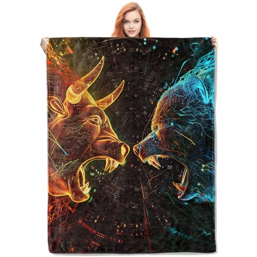 VANZEV Bull & Bear Market Fleece Blanket 60x80