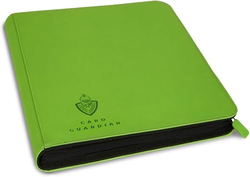 Card Guardian 12 Pocket Card Binder with Zipper, Lime Green