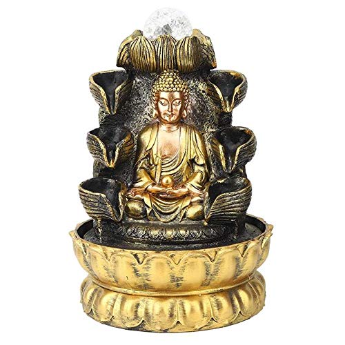 仏像流流の装飾装飾滝ledクリスタルボール噴水デスクトップ風水装飾のための装飾