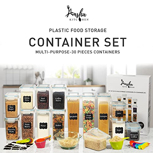 Large Airtight Food Storage Containers 30 Pc With Lids I Plastic Kitchen & Pantry Organization Containers Bpa Free Ideal For Spaghetti, Flour, Rice, Oats, Cereal & Sugar + Marker & Labels #TOP1