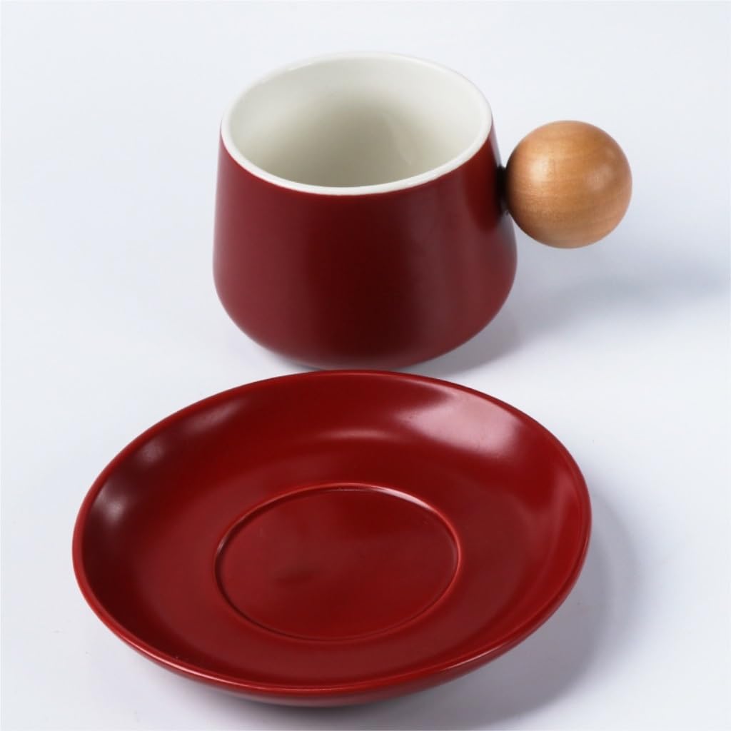 kubek ceramiczny, Zestaw filiżanek i spodków do kawy, ceramiczny kubek w stylu nordyckim o wysokiej wartości, prezent, filiżanka do popołudniowej herbaty o wysokiej wartości(Black)