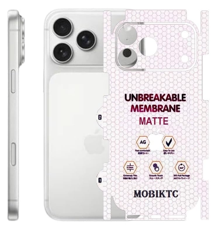 Image of [1Pack /Matte Acrylic Back Screen Protector For iPhone 17 Pro Max | Edge To Edge Full Screen Coverage, Case Friendly All Side Protect.