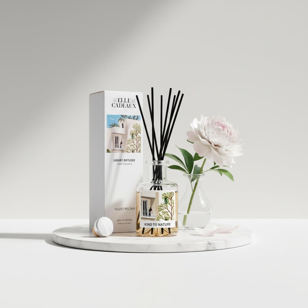 Peony Garden Oil Reed Diffuser | Sweet Floral Scent Essential Oils | Aromatherapy Diffuser & Room Freshener | Home, Bathroom & Office Decor | Housewarming Gift | 6oz
