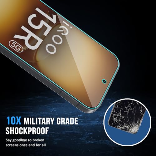 Image of FIRST MART Matte Anti-Glare Tempered Glass iQOO 15R With Installation Kit | Military-Grade Gaming Screen Protector & Cable Guard | Edge to Edge Coverage | Black