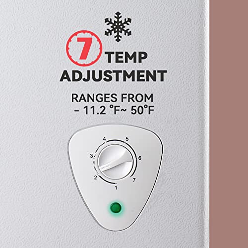 Chest Freezer Small Deep Freezers Wanai 3.5 Cubic Feet Mini Freezer White Free-Standing Top Door Freezer Removable Storage Basket Compact 7 Temperature Control Energy Saving For Office Dorm Or Apartment #TOP1