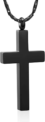 Imrsanl Religious Cross Urn Necklace Cremation Jewelry Keepsake | Stainless Steel, Memorial Urn Pendant, For Human Pet Ashes, For Women Men