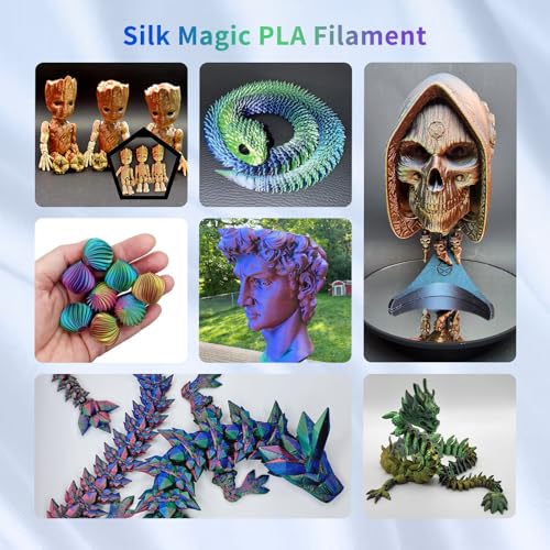 Image of YOUSU 3D Printer Filament Silk PLA Filament Rainbow Color,1.75mm Tri Color Filament 6 * 1kg Pack.