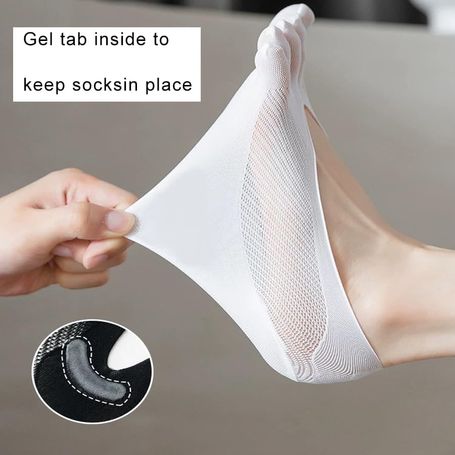 Orthopedic Toe Compression Socks - 5 Pairs No Show Toe Socks for Women, Low Cut Five Fingers Running Boat Socks - Image 4