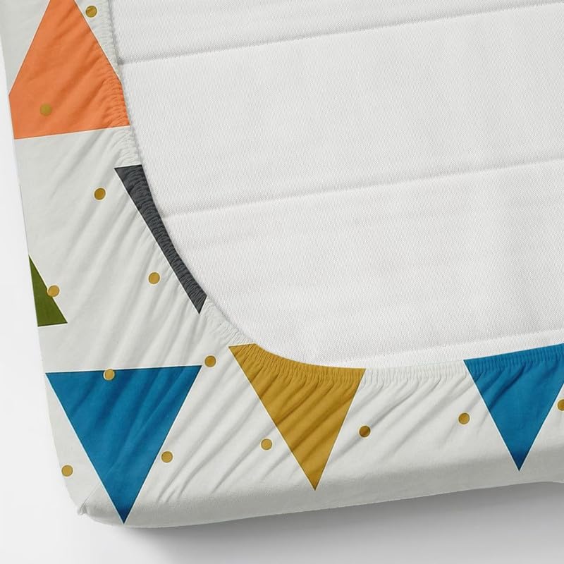 Image of la' amour Glace Cotton Elastic Fitted Bedsheets with 2 Pillow Covers Double Bed All Around Elastic Sheet Supersoft Size - 72 x 78 +10 inches, White Rust 180 tc - 200 tc