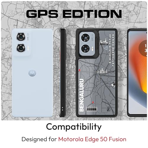 Image of KAPAVER GPS Edition Back Cover Case Compatible for Motorola Edge 50 Fusion /Motorola G85 5G / Motorola G96 5G (Bengaluru-Black) (PC + TPU)