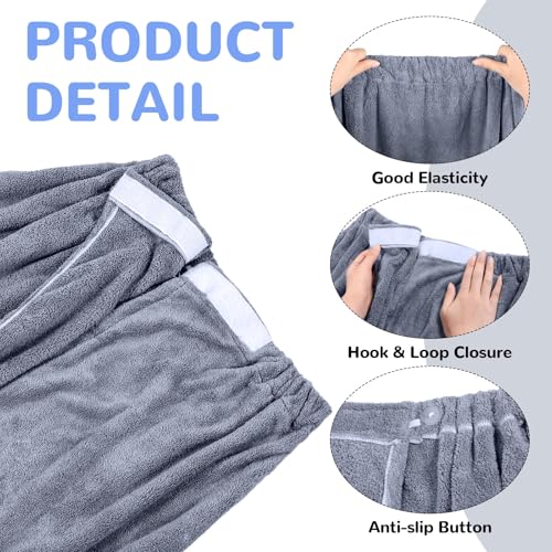 Image of Cuffbow 3 Pcs Towel Wrap for Women Spa Body Robe Full Length Female Bath Shower with Adjustable Closure Elastic Top Plush