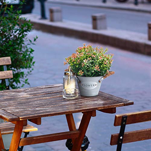 Mixrose Artificial Eucalyptus Faux Plants Mini Fake Plants Eucalyptus Stems With Flowers In Rustic Metal Pots Artificial Plants For Home Office Kitchen Bathroom Decor Indoor (Orange Red) #TOP5