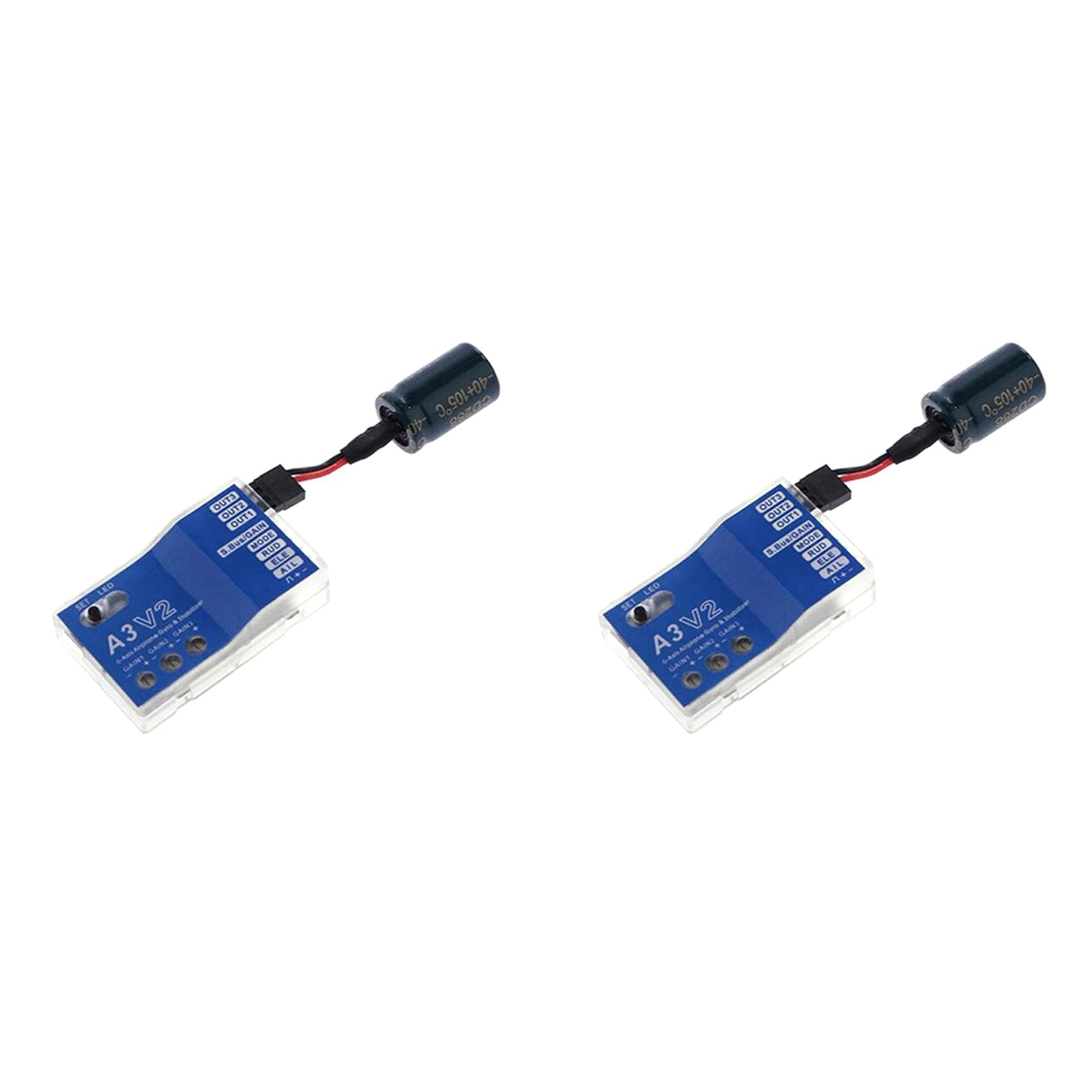 2 x 3-osiowy żyroskop A3 V2 stabilizator regulatora lotu do samolotów RC, śmigłowców ze sztywnymi skrzydłami, części modelu samolotu, zwiększona stabilność