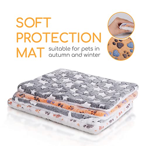 Nobleza-Dog-Bed-Mat-Fluffy-Fleece-Pet-Blankets-Warm-Dog-Crate-Mat-Washable-Puppy-Bed-Mat-with-Paw-Print-Dog-Bed-Mattress-Dog-Pad-Cat-Cushion-Pet-Bed-Mat-for-Small-Pet-Puppy-Kitten-Brown-S-55x42-cm