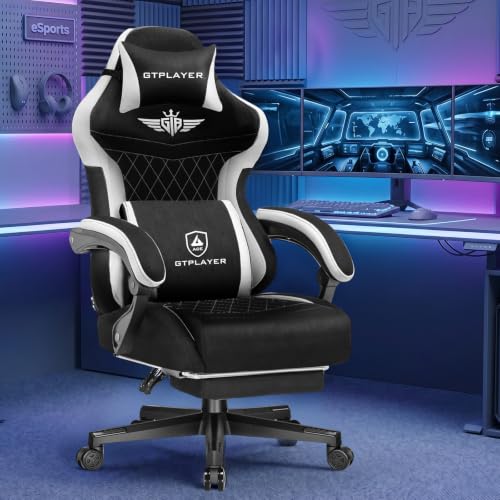 Image of GTPLAYER Big and Tall Gaming Chair 400lbs Heavy Duty Office Chair with Foot Rest, High Back Pocket Spring Ergonomic Computer Chair for Adults,Wide Comfy Seated Cushion with Linkage Armrests,Dark Black