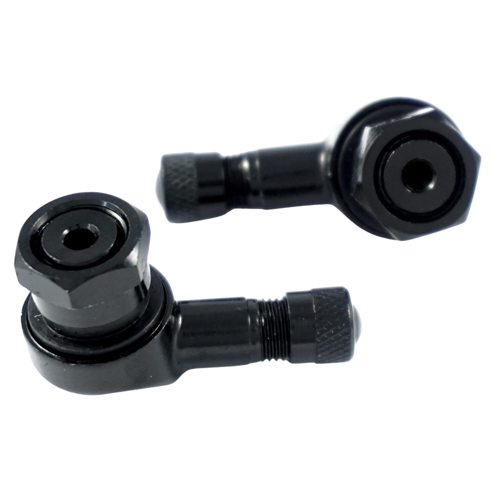 2 válvulas de ángulo de aluminio negras de 11,3 mm