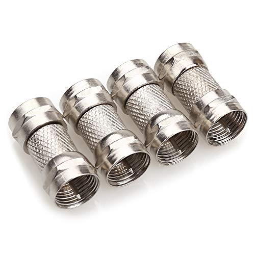 NANYI F Plug Male to Male Coaxial Cable Extension Coupler for F81 TV Radio Coax Cables Adapter, TV Aerial Coaxial Cable F-Connectors Adaptor Satellite F Type Screw Connector Socket -4Pack
