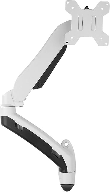 GSA21WS Gas Powered Monitor Arm Wall Mount w/ vesa bracket for 17"-27" Screens : Tilt up/down 180°, free swivel 360°, rotation: landscape or portrait, height adjustment - in White