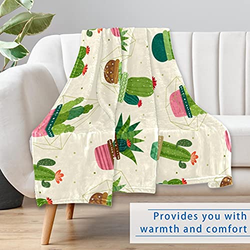 Couverture douce lit plaid chaud canapé cactus 150x100 pour camping
