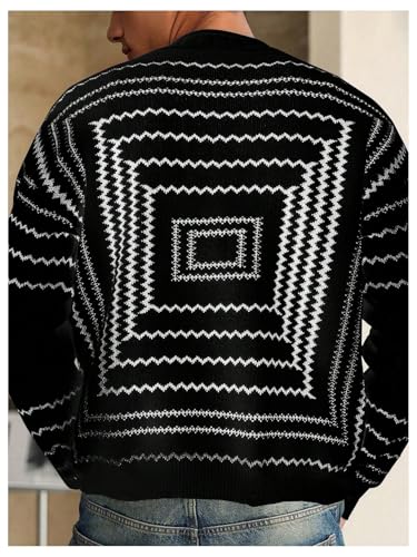 Men's Graphic Print Drop Shoulder Pullover Sweaters Crew Neck Long Sleeve Loose Fit Sweater2