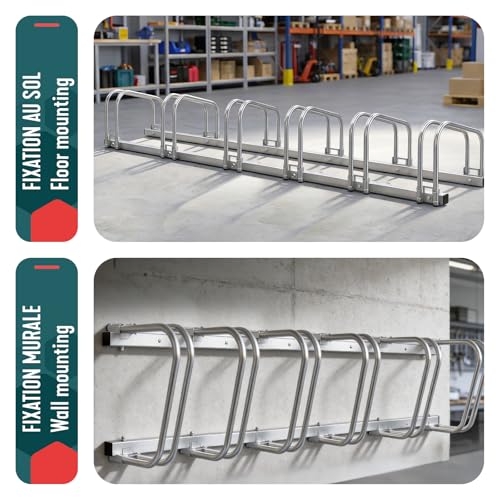 Image of VOUNOT Bike Stand Floor 6 Rack Bike Garage Bicycle Storage Parking Rack Cycle Organizer Locking Stand for Indoor Outdoor